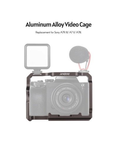 Aluminum Alloy Camera Cage Kit with Video Rig Top Handle Grip Replacement for Sony A7R III/ A7 II/ A7III