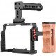 Camera Video Cage Top Handle Side Wooden Grip Dual Cold Shoe Mount 1/4"for Sony A7IV/A7III/A7II/A7R III/A7R II/A7S II