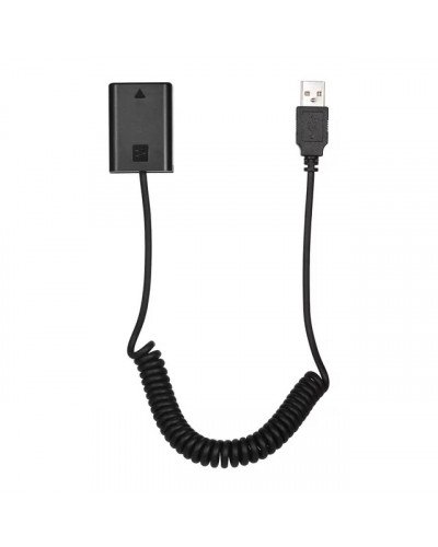 USB NP-FW50 Dummy Battery Pack Coupler Adapter with Flexible Spring Cable