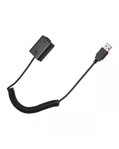 USB NP-FW50 Dummy Battery Pack Coupler Adapter with Flexible Spring Cable