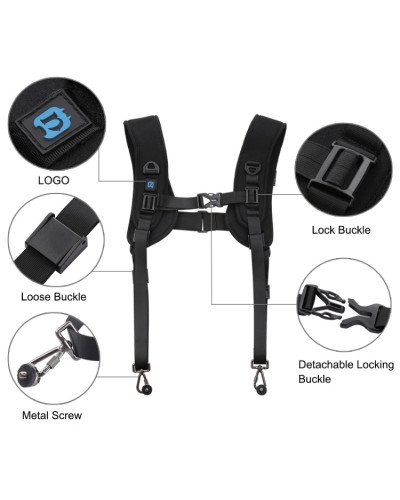 PULUZ Quick Release Double Shoulder Harness Soft Pad Decompression Foam Strap Belt for DSLR Digital Cameras