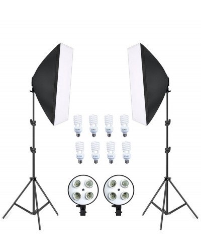 Photo Studio Soft Box Continuous Light Video Softbox Lighting Stand (2 Kit)