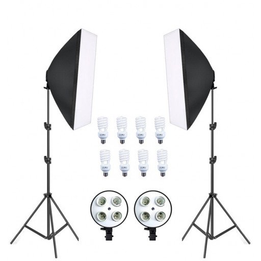 Photo Studio Soft Box Continuous Light Video Softbox Lighting Stand (2 Kit)