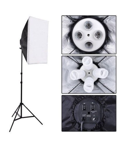 Photo Studio Soft Box Continuous Light Video Softbox Lighting Stand (2 Kit)