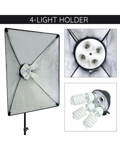 Photo Studio Soft Box Continuous Light Video Softbox Lighting Stand (2 Kit)
