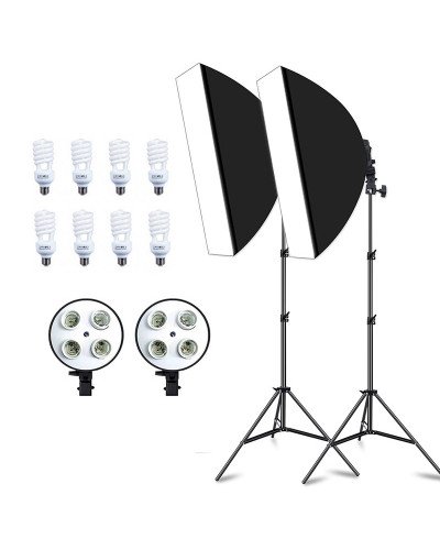 Photo Studio Soft Box Continuous Light Video Softbox Lighting Stand (2 Kit)