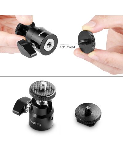 SmallRig Camera Hot Shoe Mount with 1/4"-20 Screw Ball Head (2pcs Pack)