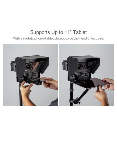 FEELWORLD TP10 Portable 10" Folding Teleprompter Up 11" Phone Tablet Prompter for Phone DSLR Shoot
