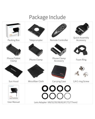 FEELWORLD TP10 Portable 10" Folding Teleprompter Up 11" Phone Tablet Prompter for Phone DSLR Shoot
