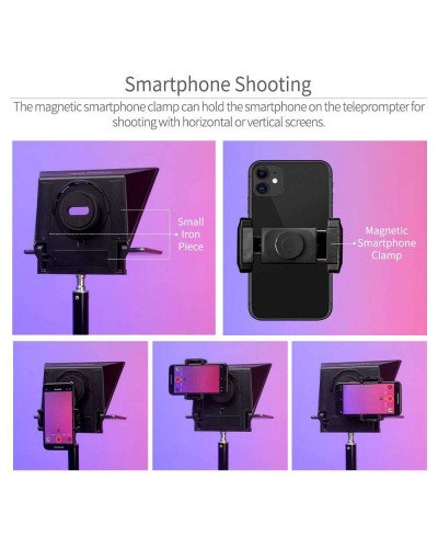 FEELWORLD TP2A Portable 8" Teleprompter supports Tablet Prompting Smartphone DSLR Shooting