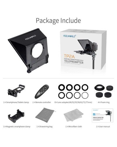 FEELWORLD TP2A Portable 8" Teleprompter supports Tablet Prompting Smartphone DSLR Shooting
