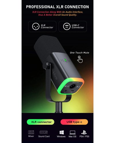 FIFINE Ampligame AM8 USB/XLR Dynamic Microphone