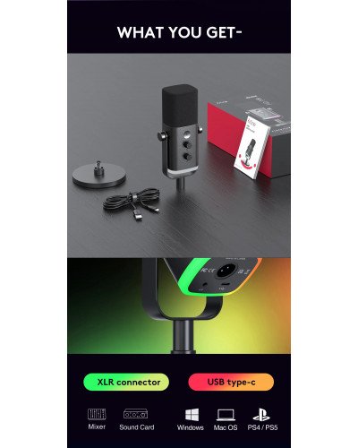 FIFINE Ampligame AM8 USB/XLR Dynamic Microphone