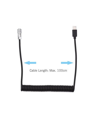 USB-C Power Cable Replacement for Blackmagic Pocket Cinema BMPCC 4K6K to USB Type-C Spring Cable