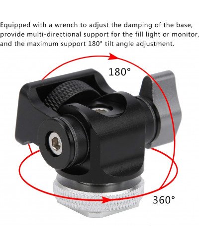 Ball Head Aluminium Alloy Tilt Angle Adjustment Black 1/4 Inch Screw Monitor Bracket