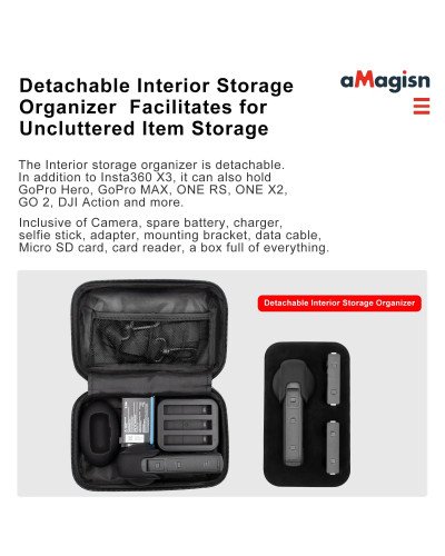 Insta360 X3 aMagisn Small Hard Shell Storage Bag Protective Accessories(Yellow)