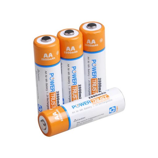 PowerTrust 4 Packs 2800mAh High-Capacity AA NiMH Rechargeable Batteries