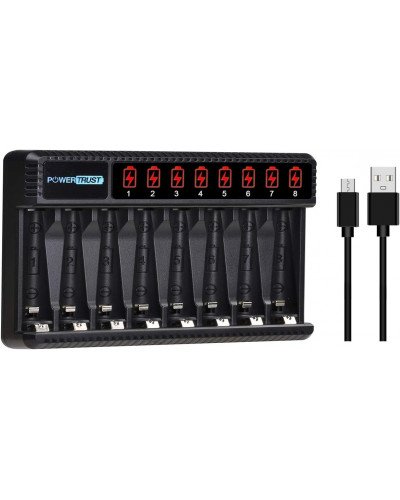 PowerTrust 8-Slots LCD Battery Charger for AA AAA Rechargeable Batteries