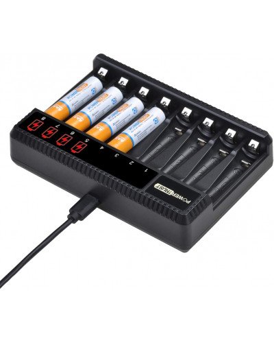 PowerTrust 8-Slots LCD Battery Charger for AA AAA Rechargeable Batteries