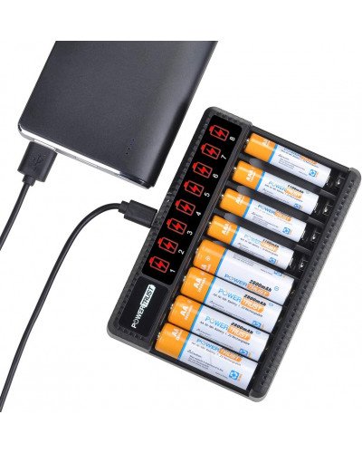 PowerTrust 8-Slots LCD Battery Charger for AA AAA Rechargeable Batteries PowerTrust 8-Slots LCD Battery Charger for AA AAA Rechargeable Batteries