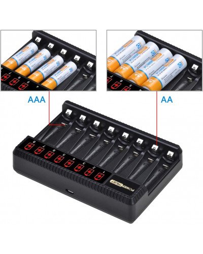 PowerTrust 8-Slots LCD Battery Charger for AA AAA Rechargeable Batteries PowerTrust 8-Slots LCD Battery Charger for AA AAA Rechargeable Batteries