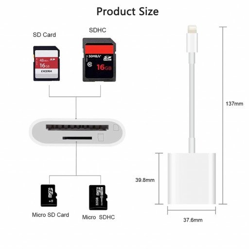 IPhone Lightning To TF/SD Card Micro Camera Reader OTG Adapter Cable