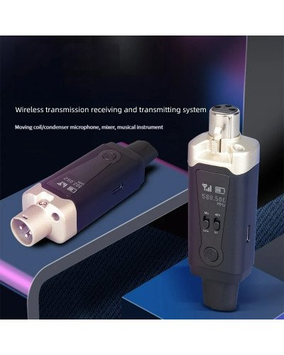 Wireless Microphone System XLR Mic Converter Adapter UHF Automatic Transmitter Setup For Condenser Dynamic Mic