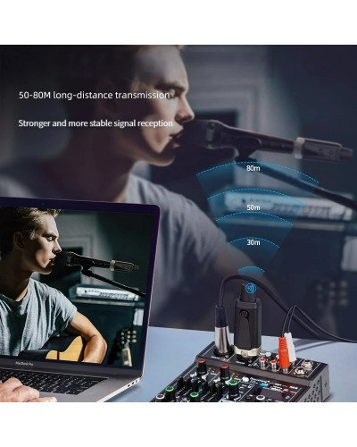 Wireless Microphone System XLR Mic Converter Adapter UHF Automatic Transmitter Setup For Condenser Dynamic Mic