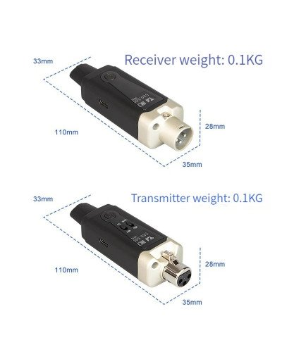 Wireless Microphone System XLR Mic Converter Adapter UHF Automatic Transmitter Setup For Condenser Dynamic Mic
