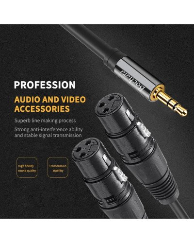 Dual XLR Female to 1/8'' 3.5mm Stereo Jack OFC Audio Cable