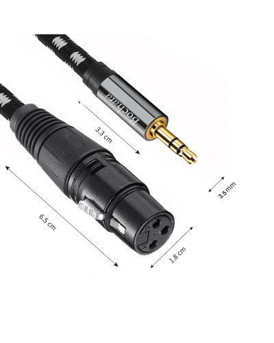 Braided 1/8'' 3.5mm TRS Jack to Dual XLR Female OFC Audio Cable