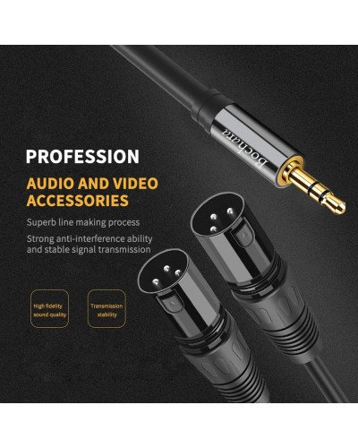 Dual XLR Male to 3.5mm Stereo Jack Male OFC Aux Audio Cable