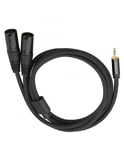 Dual XLR Male to 3.5mm Stereo Jack Male OFC Aux Audio Cable
