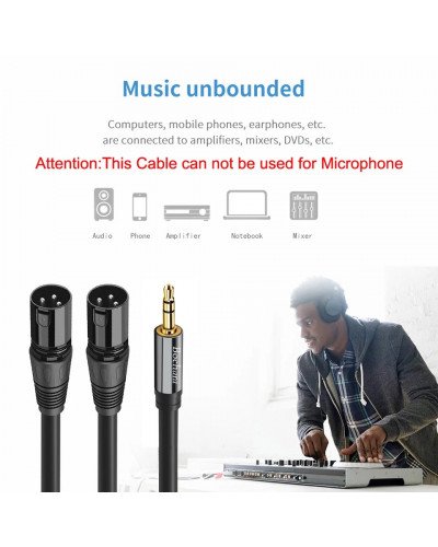 Dual XLR Male to 3.5mm Stereo Jack Male OFC Aux Audio Cable