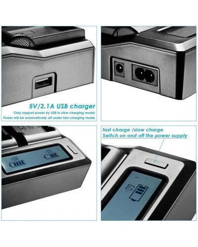 LCD Dual Channel Battery Charger For Canon LP-04/LP-E19 1DX 1D Mark III IV
