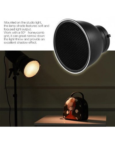 7Inch Standard Reflector Diffuser Lamp Shade Dish with Honeycomb Grid Bowens Mount