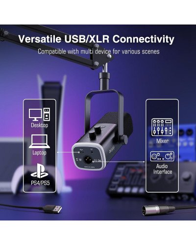 FIFINE Ampligame AM8T USB/XLR Gaming Microphone Kit