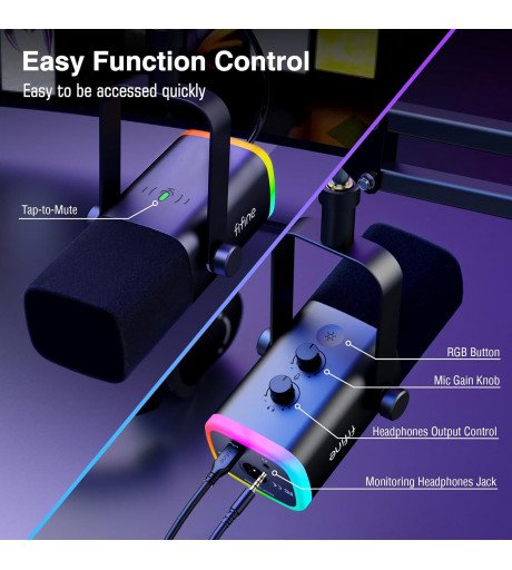 FIFINE Ampligame AM8T USB/XLR Gaming Microphone Kit