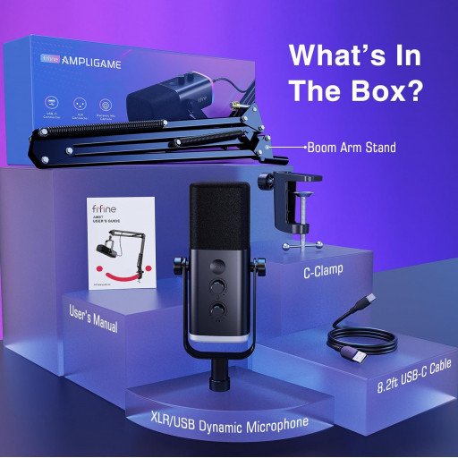FIFINE Ampligame AM8T USB/XLR Gaming Microphone Kit