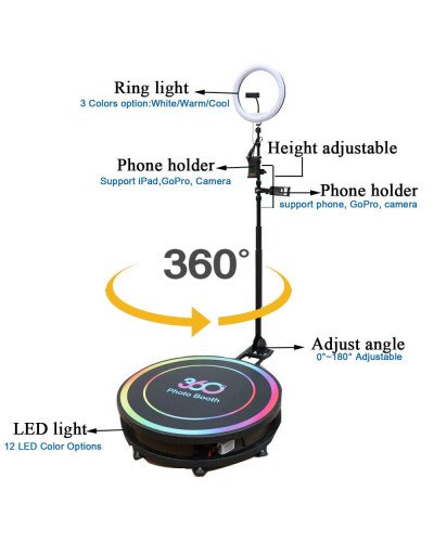 360Photo Booth Rotating Machine For Events Parties Automatic Spin Selfie Platform 100CM
