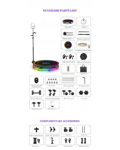 360Photo Booth Rotating Machine For Events Parties Automatic Spin Selfie Platform 100CM
