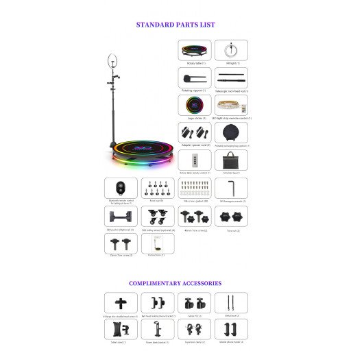 360Photo Booth Rotating Machine For Events Parties Automatic Spin Selfie Platform 100CM