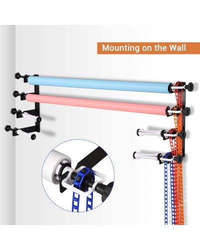 Photography 4-Roller Wall Mounting Manual Background Support System