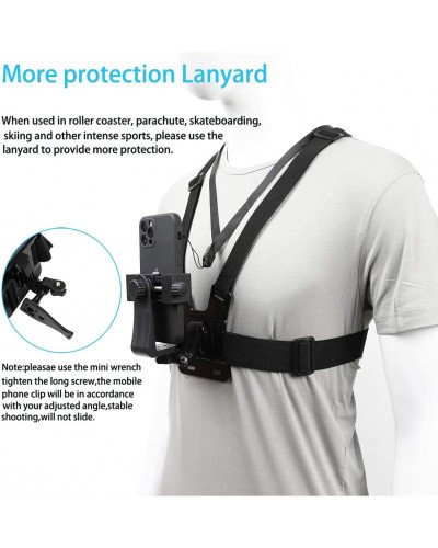 Mobile Phone Chest Mount Harness Strap Holder Cell Phone Clip Action Camera POV for Smartphones