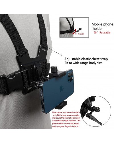 Mobile Phone Chest Mount Harness Strap Holder Cell Phone Clip Action Camera POV for Smartphones