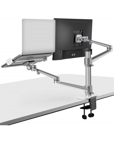 Aluminum Height Adjustable Desktop Dual Arm 17-32 inch Monitor Holder+12-17 inch Laptop Holder Stand OL-3L Full Motion Mount Arm