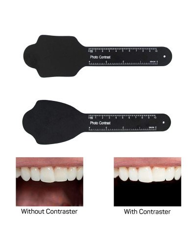 6pcs Dental Orthodontic Black Background Photo Image Contrast Board Oral Cheek Plate with Scale Mark Autoclavable Dentist Tools