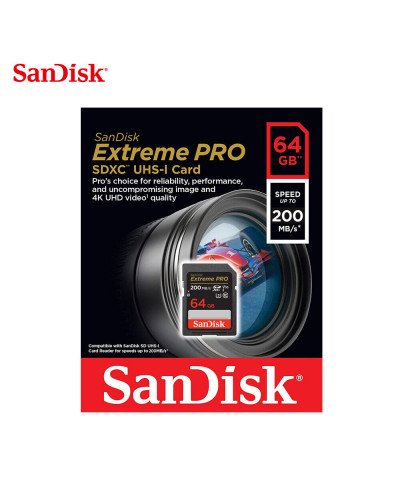 SanDisk Extreme PRO SDXC 64GB 200MB/S V30 UHS-I Card