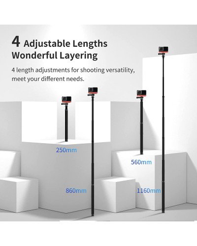 TELESIN 1.16m Carbon Fiber Selfie Stick