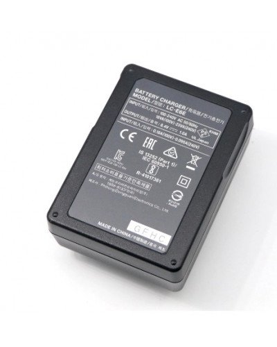 شاحن للكانون Canon LC-E6E Battery Charger for Canon EOS 5D Mark II/III/IV, 5DS, 5DS R, 6D, 6D Mark II, 7D, 7D Mark II, 60D, 70D, 80D, 90D, R, R5, R6, Ra, XC10, XC15, BMPCC 4K, BMPCC 6K